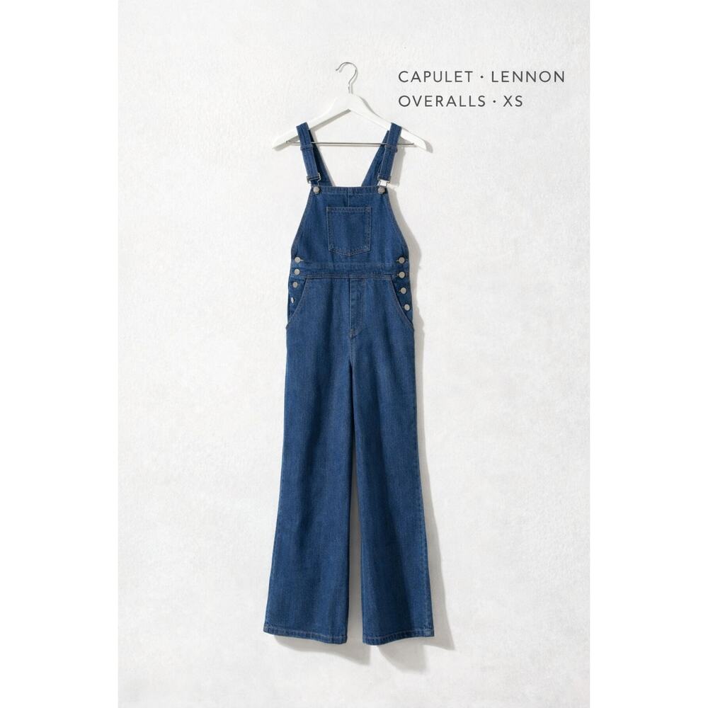 Capulet Lennon Denim Overalls XS Blue Wide Leg Dungaree Stretch Retro Fit - Picture 14 of 14